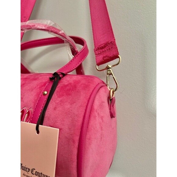 Out of stock Queen Of Everything Pink Velour Mini Barrel Purse Crossbody bag - Picture 4 of 9